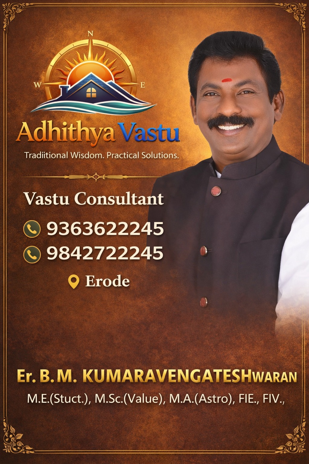 Er. B.M. Kumaravengateshwaran – Vastu Consultant